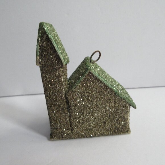 Mica Putz House Miniature Ornament 1950s Japan Christmas Village Church Vintage - Picture 2 of 10